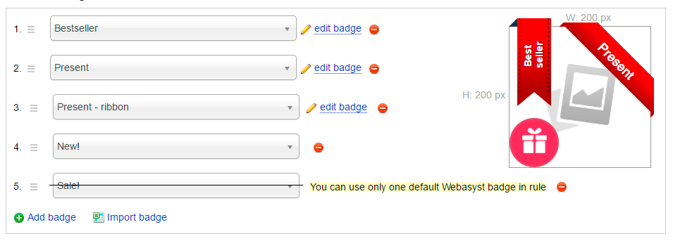 Adding badges - plugin Badges for Shop-Script