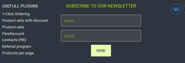 Subscribe form in footer