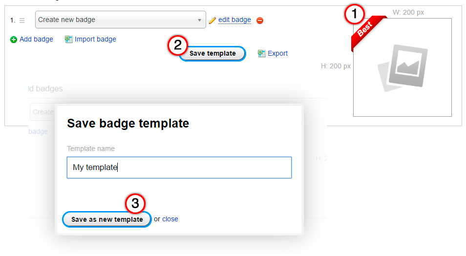Create template - plugin Badges for Shop-Script